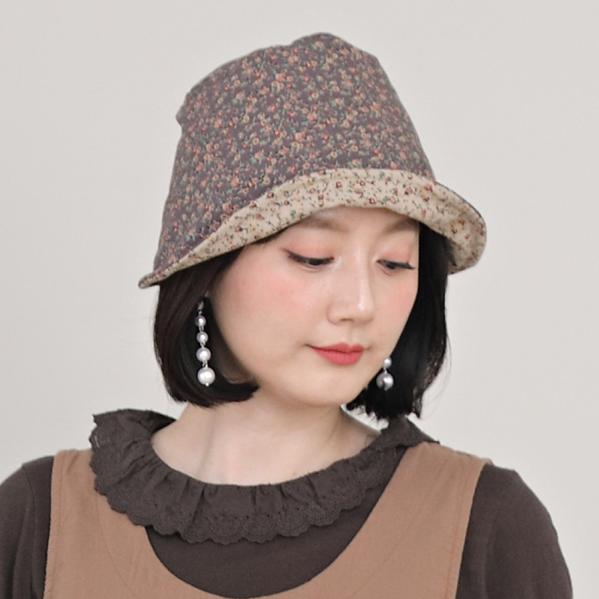 애비뉴투지 순 면 플라워 와이어 여성 봄 가을 그레이 벙거지 모자 C02250