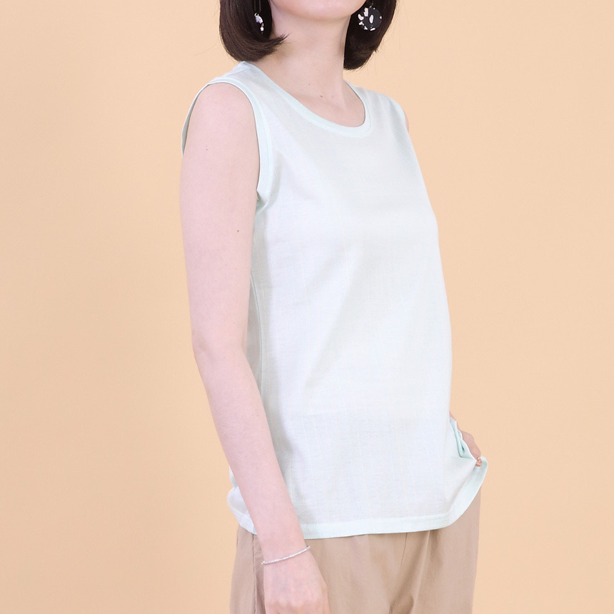 애비뉴투지 엄마옷 단색 실켓면 나시 민소매 라운드 여성 여름 티셔츠 A08312 50대 60대 중년여성