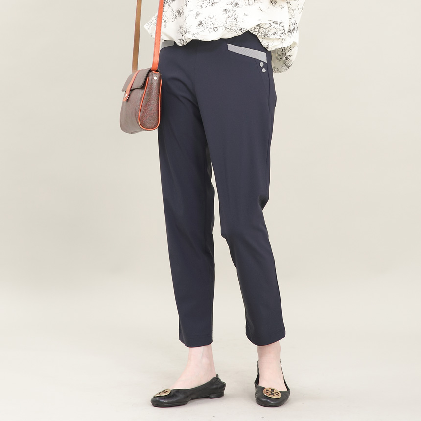 애비뉴투지 엄마옷 벤츄리 나일론 얇은 주머니 포인트 기본 일짜 여성 여름 긴바지 P05407