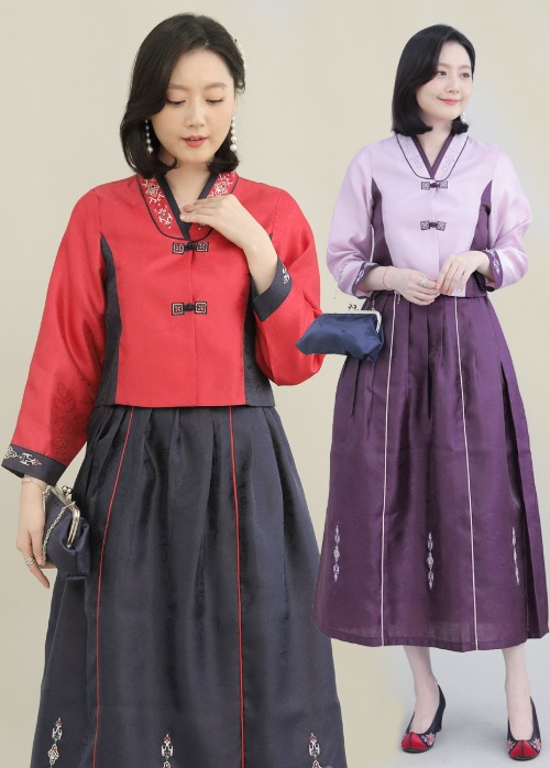 애비뉴투지 엄마옷 환갑 칠순 가족행사 사계절 여성 양단 개량한복 생활한복 상하세트 H08121