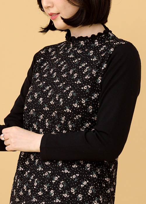 애비뉴투지 엄마옷 플라워 레이스 반폴라 여성 봄 가을 긴팔 블라우스 B10126 50대 60대 중년여성