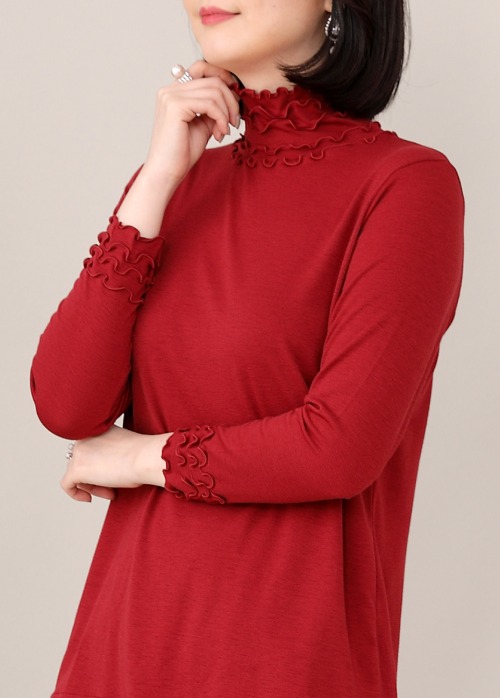 애비뉴투지 엄마옷 릴리 프릴 여성 봄 가을 겨울 긴팔 폴라 티셔츠 A10134 50대 60대 중년여성