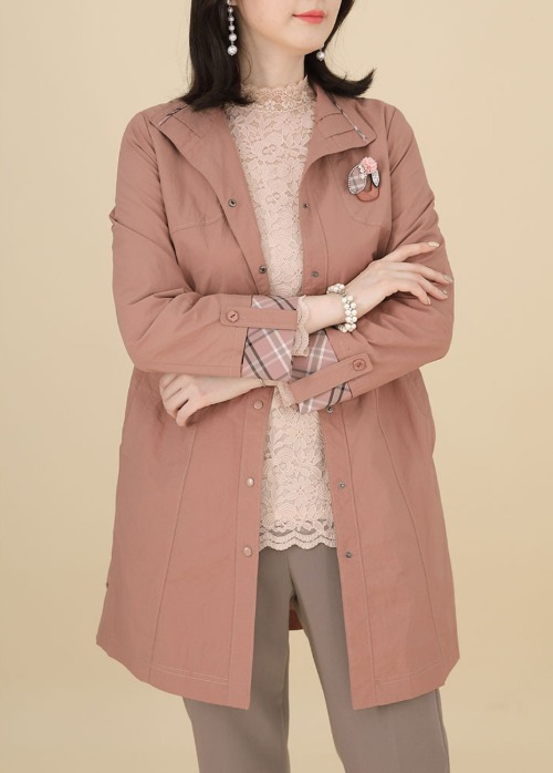 애비뉴투지 엄마옷 여성스러운 봄 여름 얇은 브로치 여성 긴팔 재킷 J02104 50대 60대 중년여성