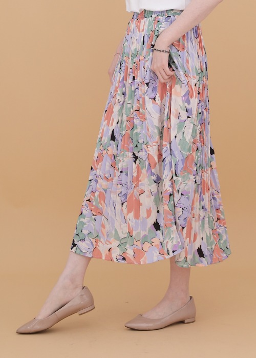 애비뉴투지 엄마옷 여름 파스텔 플라워 주름 플리츠 치마 S04136 50대 60대 중년여성의류