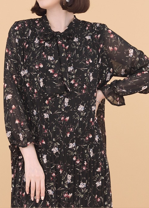 애비뉴투지 엄마옷 봄 여름 꽃 쉬폰 시스루 플리츠 루즈핏 허리끈 원피스 O04108 50대 60대 중년여성의류