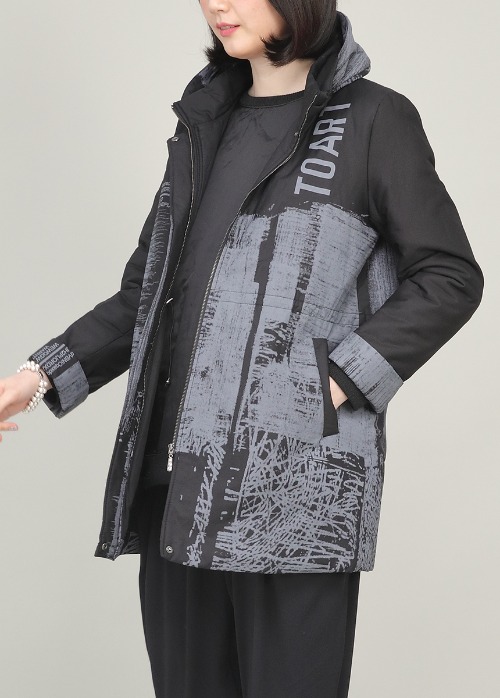 애비뉴투지 엄마옷 투데이 누빔 숄 카라 프린트 여성 봄 가을 초겨울 하프 재킷 J02327 50대 60대