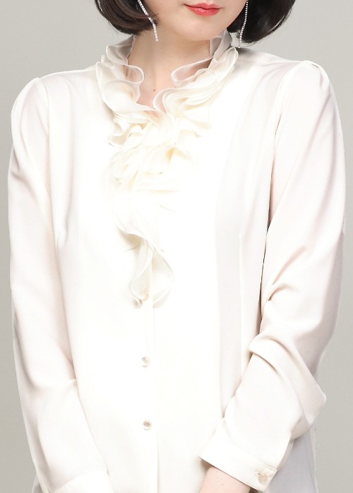 애비뉴투지 엄마옷 러플 합창단 쉬폰 여성 봄 가을 긴팔 블라우스 B01367 50대 60대 중년여성