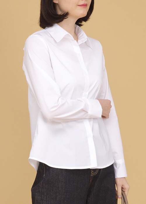 애비뉴투지 엄마옷 기본 베이직 카라 단추 화이트 남방 여성 봄 가을 긴팔 셔츠 B02305 50대 60대 중년여성