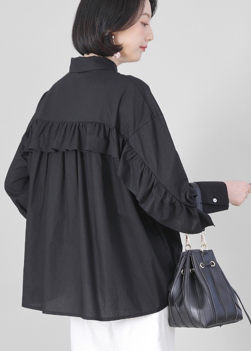 애비뉴투지 엄마옷 디자이너 프릴 루즈핏 플레어 여성 봄 가을 긴팔 셔츠 남방 블라우스 B03318 50대 60대