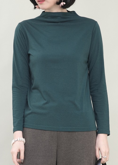 애비뉴투지 엄마옷 심플 기모 반목 반폴라 하이넥 여성 봄 가을 초겨울 긴팔 티셔츠 A01412